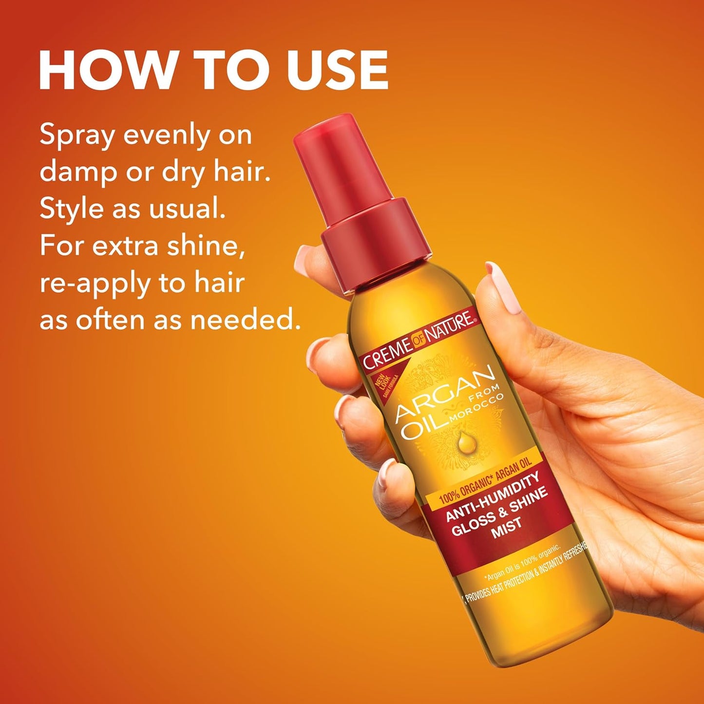 Anti-Humidity Gloss & Shine Mist - Lightweight Frizz Control and Heat Protection with 100% Organic Argan Oil, Ideal Holiday Gift for Her, 4 Oz