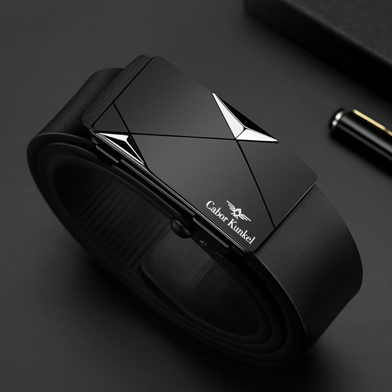 Ck Holiday Gift Men's Belt, Toothless Automatic Buckle Pants Waistband for Youth and Middle-Aged Casual Business Versatile Trousers, Office Attire, Everyday Belt, Sleek Design, Minimalist Belt, Durable Material, Highquality,