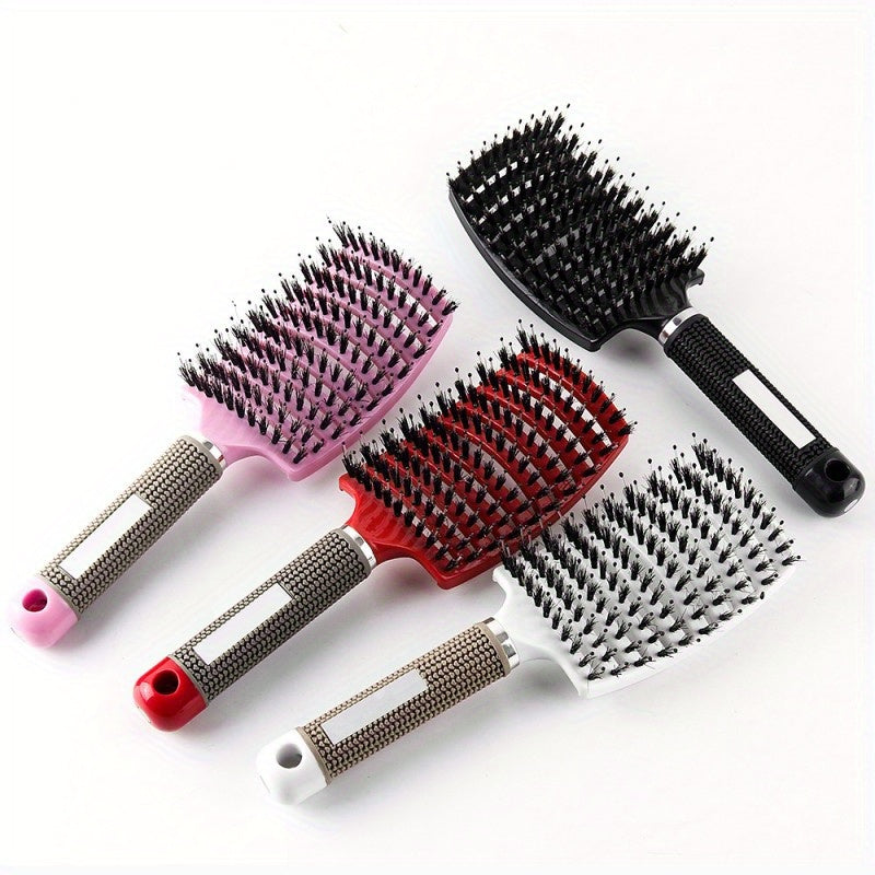 1pc Curved Vented Professional Detangling Hair Brush | Magic Scalp Massage Comb for Women, Ideal for Wet Curly Hair, Styling Tool, ABS Plastic Handle, Nylon Bristles - Perfect Christmas Gift for Friends/Relatives