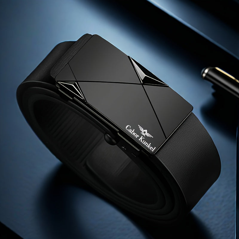 Ck Holiday Gift Men's Belt, Toothless Automatic Buckle Pants Waistband for Youth and Middle-Aged Casual Business Versatile Trousers, Office Attire, Everyday Belt, Sleek Design, Minimalist Belt, Durable Material, Highquality,