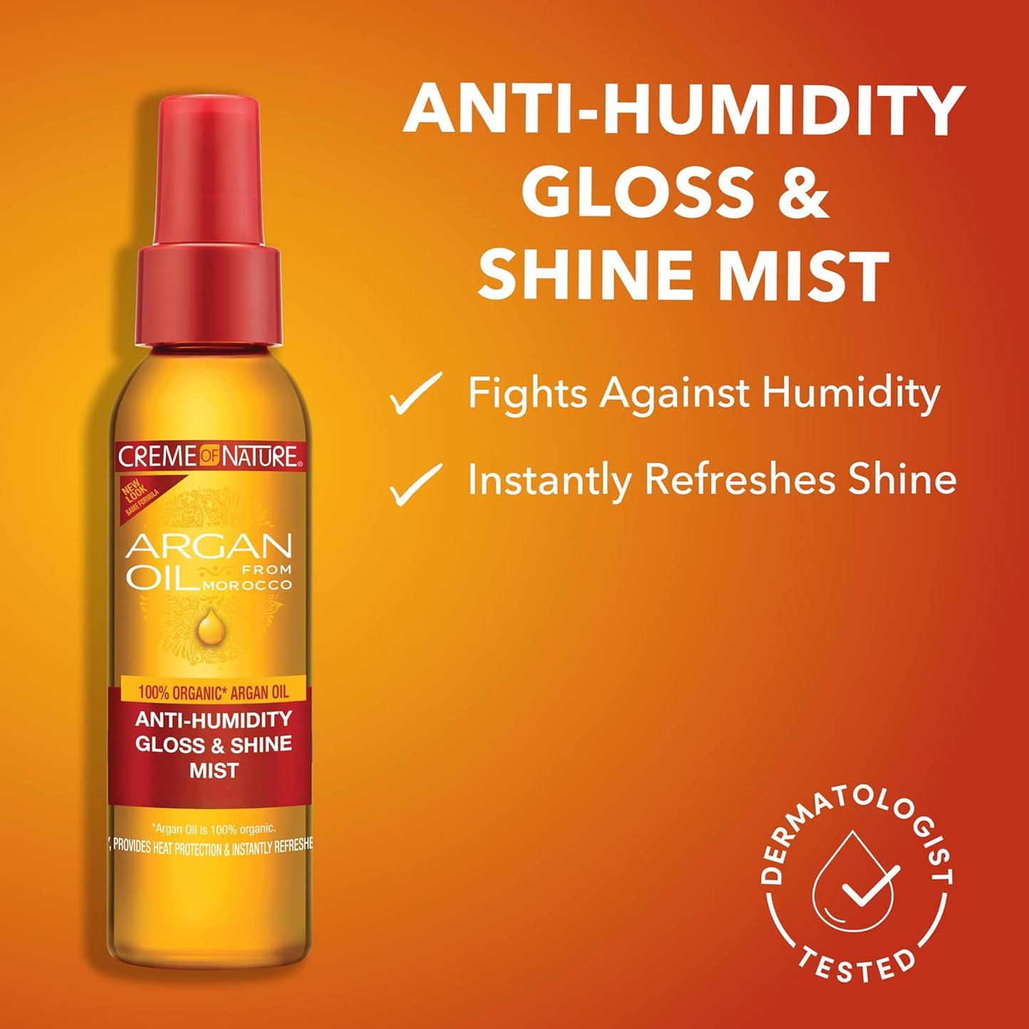 Anti-Humidity Gloss & Shine Mist - Lightweight Frizz Control and Heat Protection with 100% Organic Argan Oil, Ideal Holiday Gift for Her, 4 Oz
