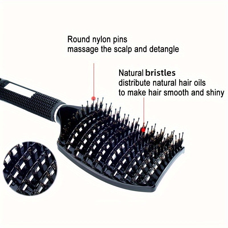 Curved Vented Professional Detangling Hair Brush | Magic Scalp Massage Comb for Women, Ideal for Wet Curly Hair, Styling Tool, ABS Plastic Handle, Nylon Bristles - Perfect Christmas Gift for Friends/Relatives