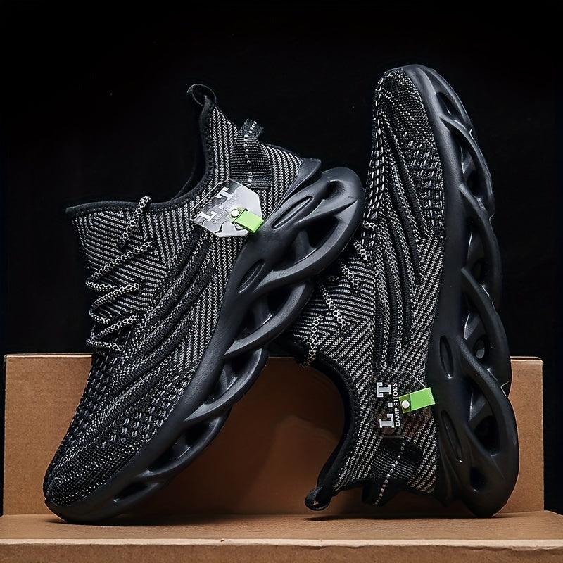 [Casual Sneakers] Casual Men's Fashion Sneakers | Round Toe, Lace-Up Closure, Fabric Upper, MD Sole, Striped Pattern, All-Season Sports Footwear