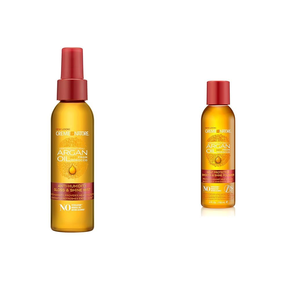 Anti-Humidity Gloss & Shine Mist - Lightweight Frizz Control and Heat Protection with 100% Organic Argan Oil, Ideal Holiday Gift for Her, 4 Oz
