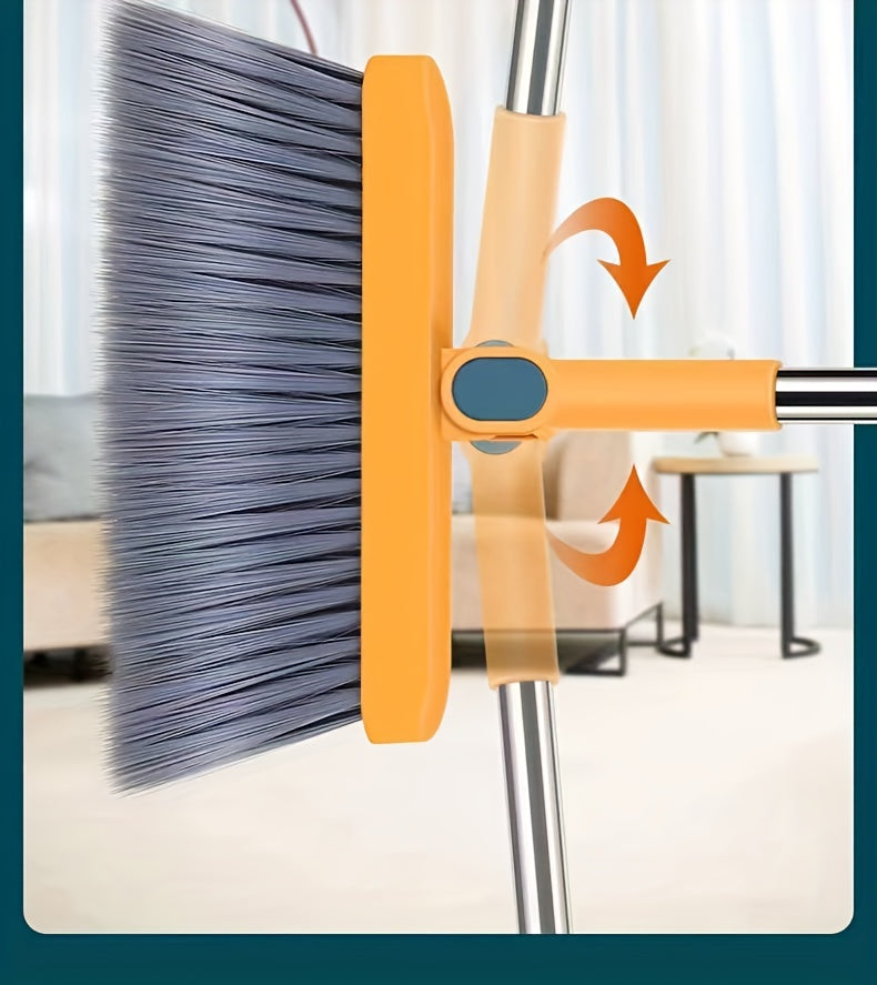 Household Broom And Dustpan Set, Long Handle Floor Cleaning Broom Dustpan Set, Rotatable Broom And Dustpan With Comb Tooth, To Remove Dust And Garbage, For Home, Kitchen, Room, Office, Cleaning Supplies, Cleaning Tool,