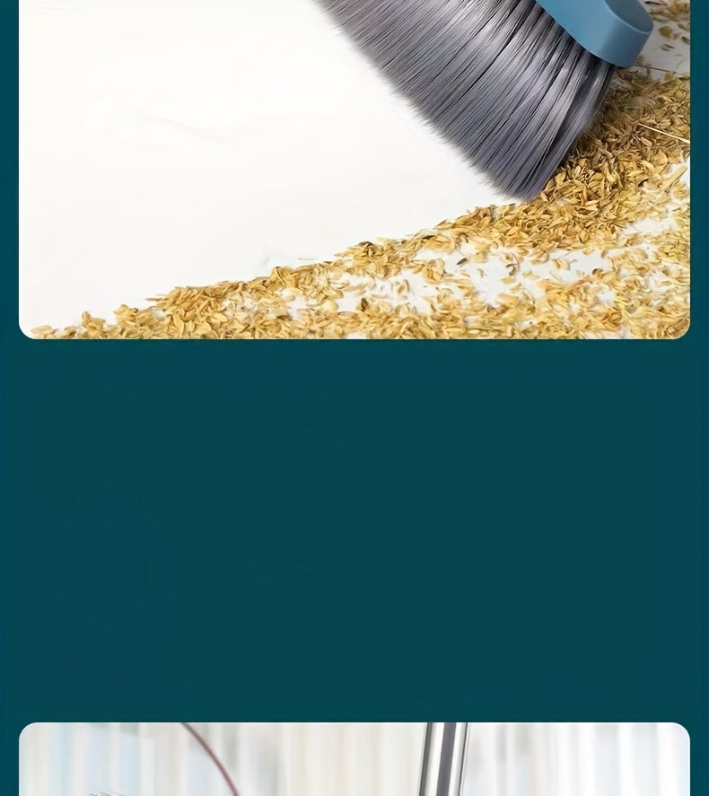 Household Broom And Dustpan Set, Long Handle Floor Cleaning Broom Dustpan Set, Rotatable Broom And Dustpan With Comb Tooth, To Remove Dust And Garbage, For Home, Kitchen, Room, Office, Cleaning Supplies, Cleaning Tool,