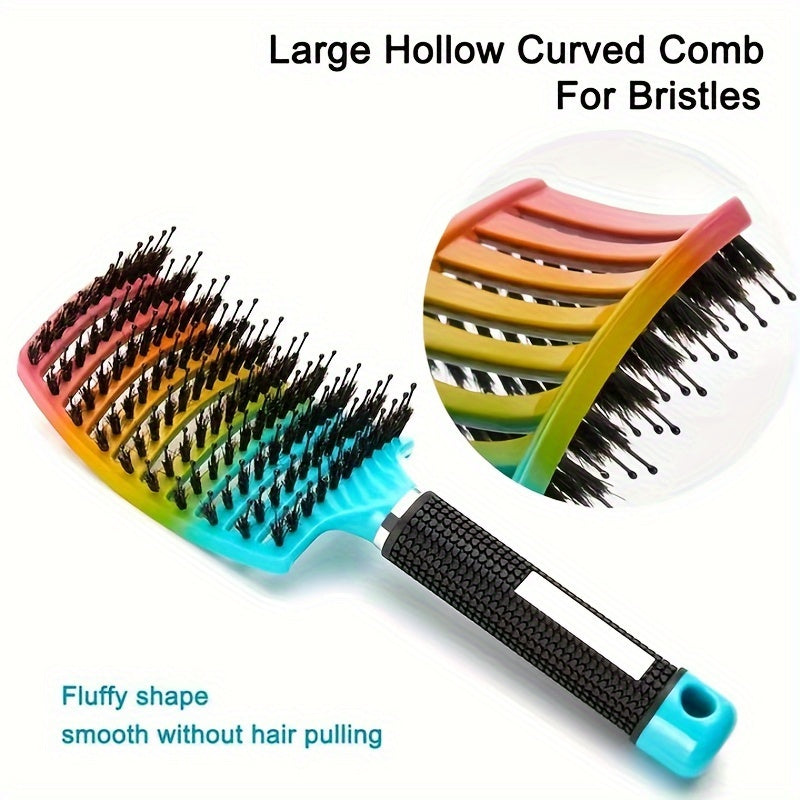 Curved Vented Professional Detangling Hair Brush | Magic Scalp Massage Comb for Women, Ideal for Wet Curly Hair, Styling Tool, ABS Plastic Handle, Nylon Bristles - Perfect Christmas Gift for Friends/Relatives