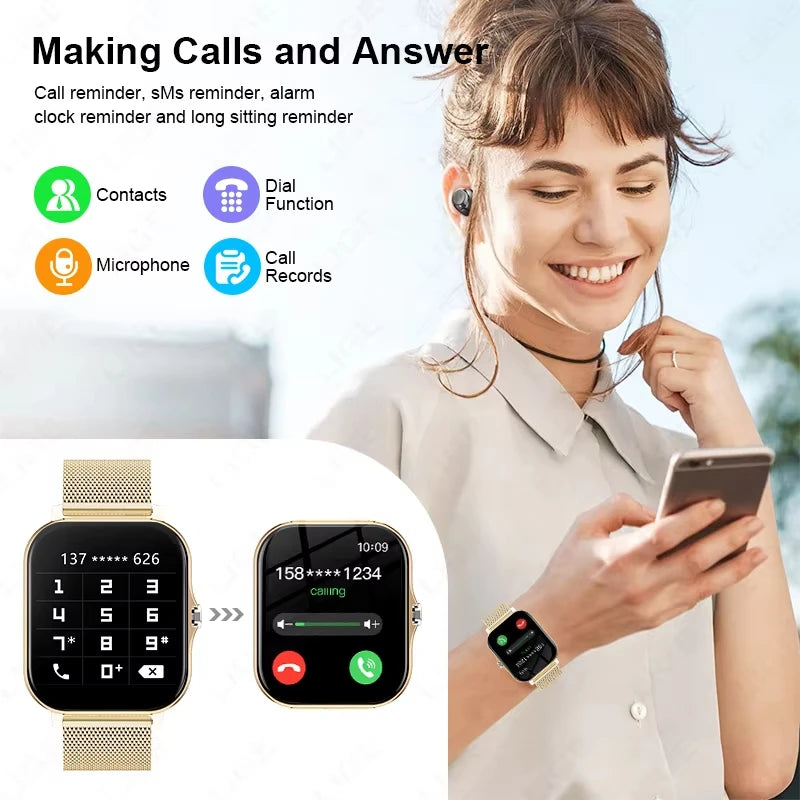 Smart Watch 2.01 Inch HD Display Answer Make Call Message Preview Sport Modes DIY Dial Weather Forecast Men Women