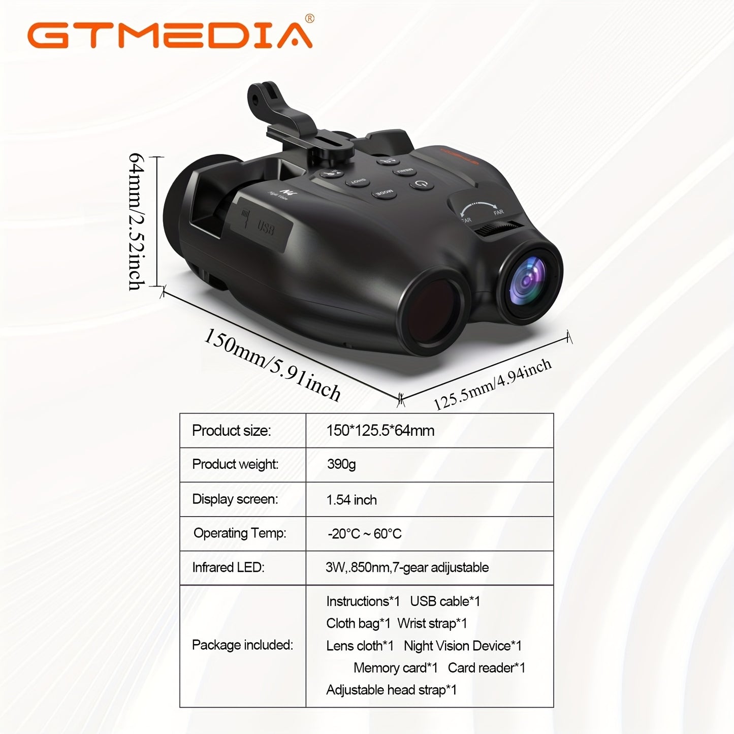 GTMEDIA N4 4K HD Digital Night Vision Binoculars, Comes with Memory Card, 2000mAh Battery And Photo Taking, Video Taking, Playback Mode - Perfect for Outdoor Night Adventures And Wildlife Spotting, Great Gift for Men, Night V