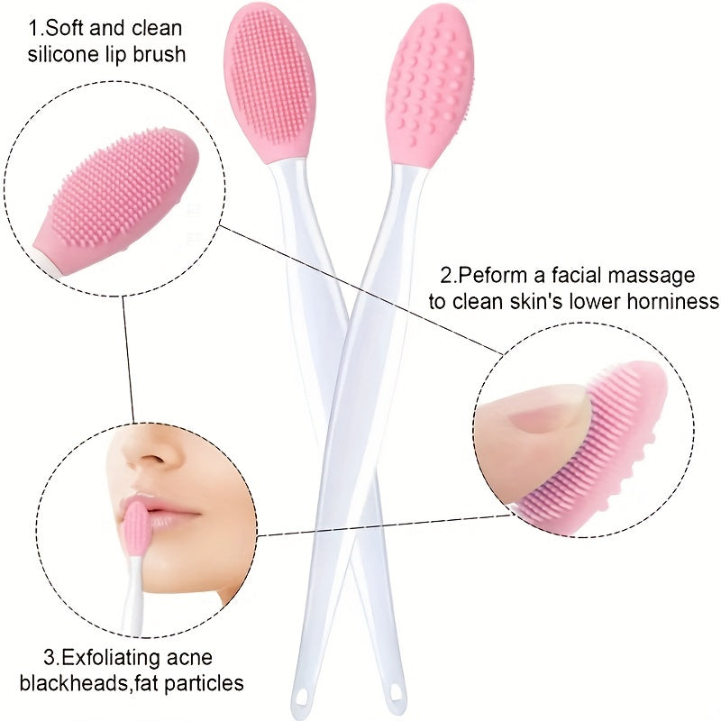 1pc/2pcs Beauty Light Beige Care Wash Face Silicone Brush Exfoliating Nose Clean Brushes Tools with Replacement Head, Skincare Routine, Facial Cleansing, Ergonomic Design, Gentle Exfoliation, Durable Silicone, Highquality Mat