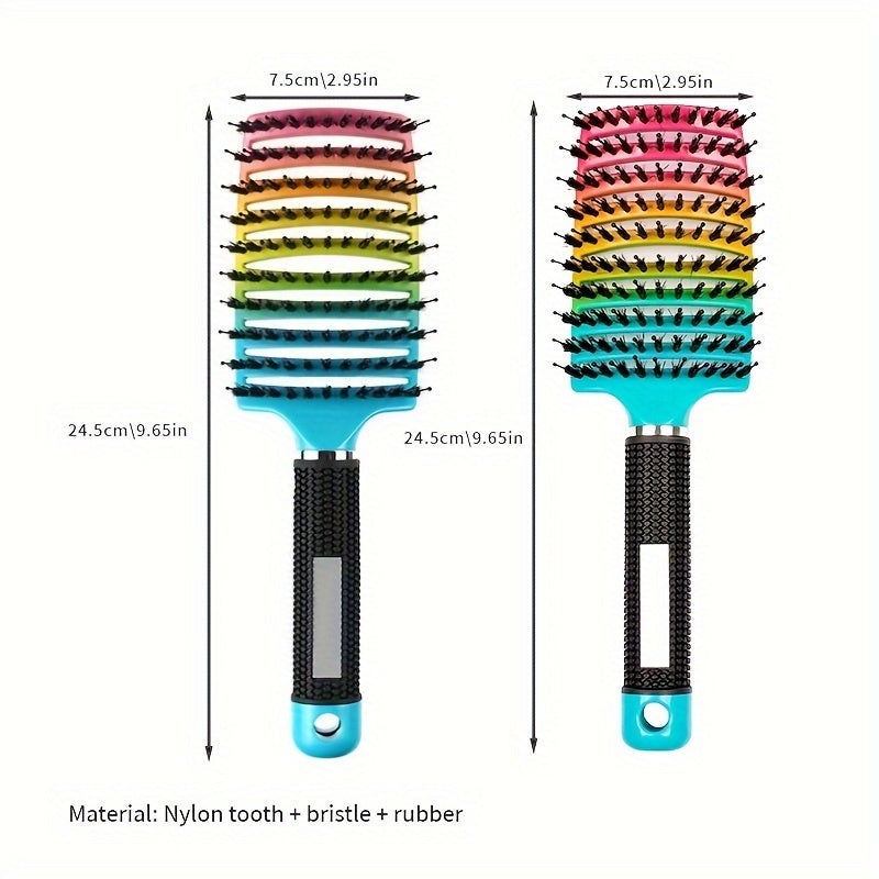 Curved Vented Professional Detangling Hair Brush | Magic Scalp Massage Comb for Women, Ideal for Wet Curly Hair, Styling Tool, ABS Plastic Handle, Nylon Bristles - Perfect Christmas Gift for Friends/Relatives