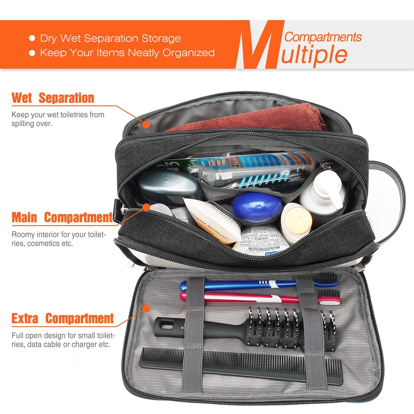 Premium Travel Toiletry Bag for Men and Women - Versatile Dopp Kit for Cosmetics and Grooming Essentials - Spacious Portable Organizer for Travel Accessories