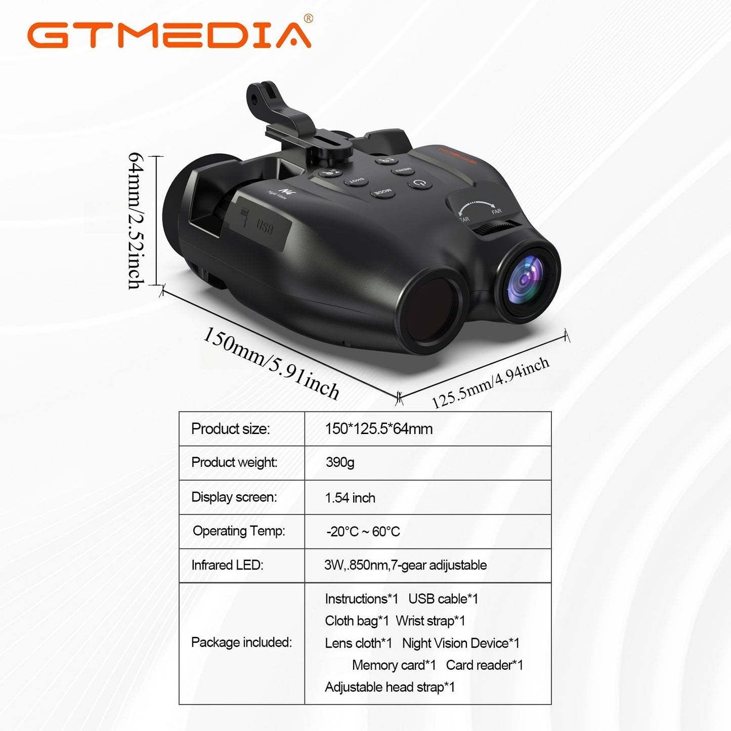 GTMEDIA N4 4K HD Digital Night Vision Binoculars, Comes with Memory Card, 2000mAh Battery And Photo Taking, Video Taking, Playback Mode - Perfect for Outdoor Night Adventures And Wildlife Spotting, Great Gift for Men, Night V
